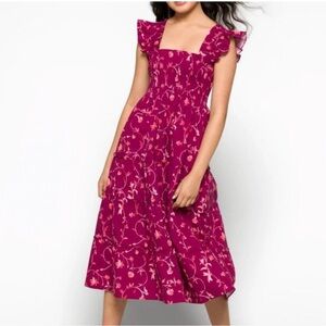 Hill House Ellie Nap Dress in Burgundy Floral; XS